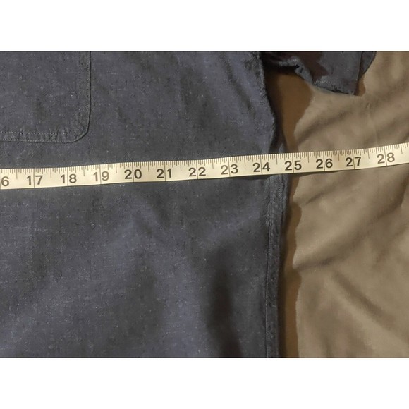 Eddie Bauer Blue Linen Cotton Buffalo USA FLAG Stars Patriot Sz Large     AG151 - Picture 7 of 9